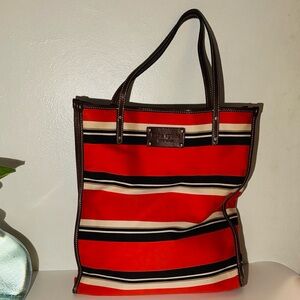 Kate Spade Orange and Brown Striped Tote